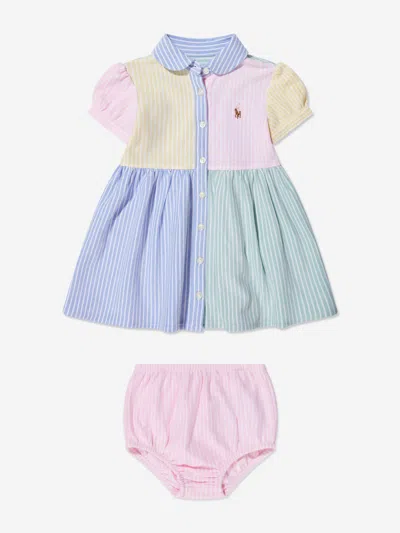 Ralph Lauren Baby Girls Colourblock Shirt Dress In Multicoloured