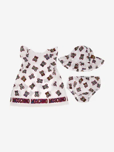 Moschino Baby Girls Teddy Dress Gift Set In White