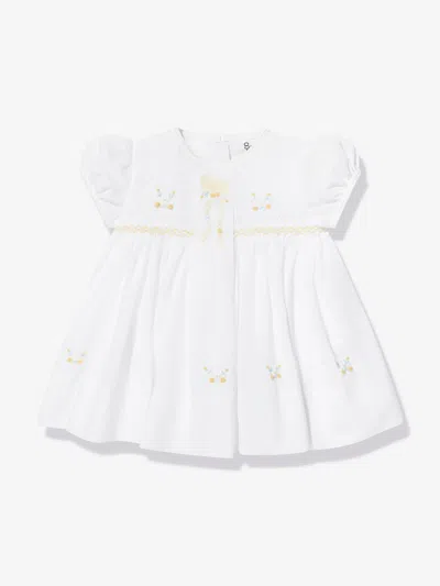 Sarah Louise Baby Girls Embroidered Dress In White
