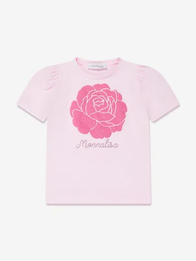 Monnalisa Kids' Rose-print Puff-sleeve T-shirt In Pink