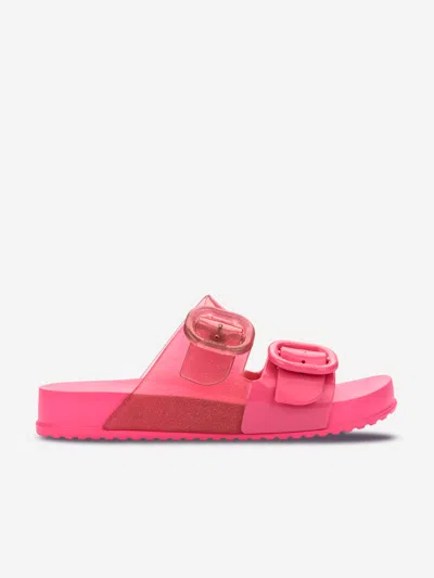 Mini Melissa Kids' Girls Cozy Glitter Sliders In Pink