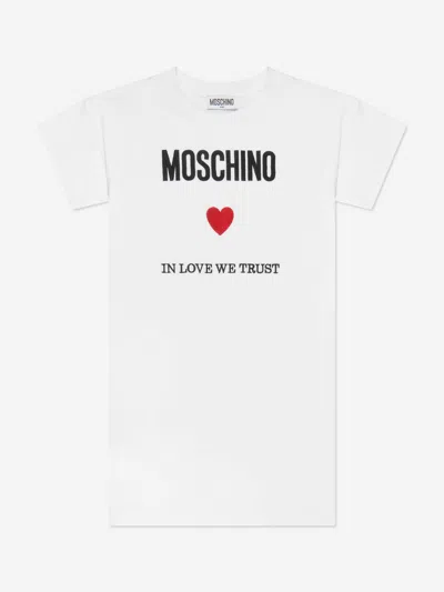 Moschino Kids' Girls Logo T-shirt Dress In White