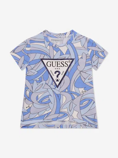 Guess Babies' Girls Abstract Logo Print T-shirt In Multicoloured