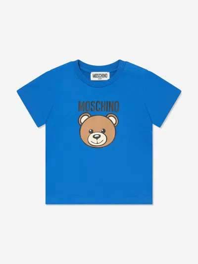 Moschino Baby Teddy Logo T-shirt In Blue