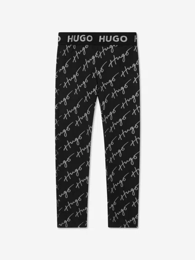 Hugo Kids' Girls Logo Print Leggings In Black
