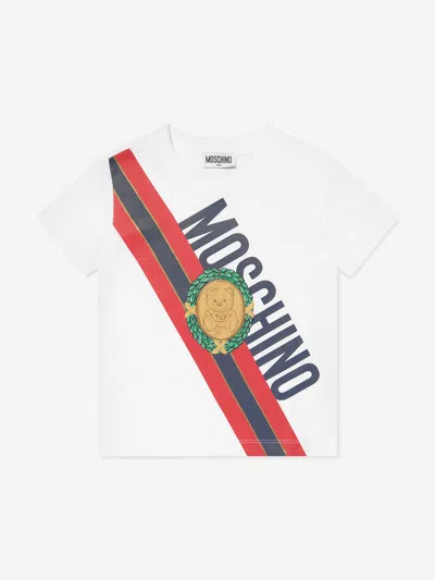 Moschino Kids' Boys Medallion Print T-shirt In White