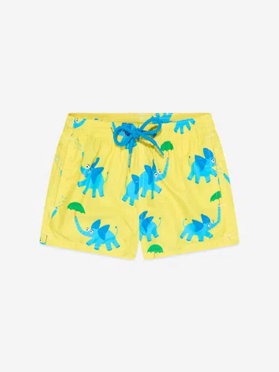 Mc2 Saint Barth Kids' Boys Elephant Swim Shorts In Yellow