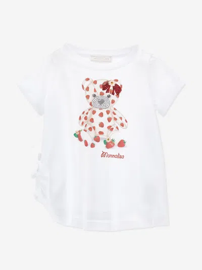 Monnalisa Babies' Girls Teddy Bear Maxi T-shirt In White