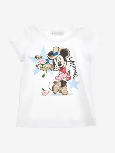 Monnalisa Babies' Girls Minnie Mouse Cowgirl T-shirt In White