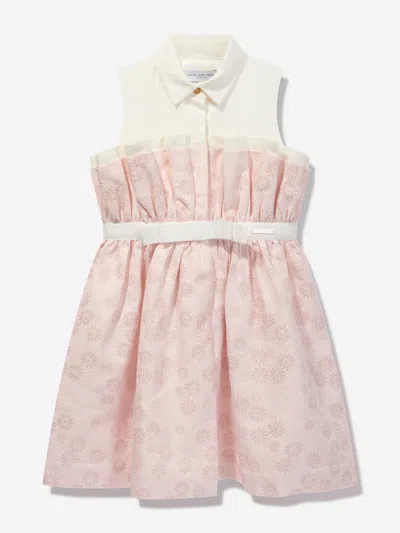 Jessie And James Kids' Floral-jacquard Flared Dress In Pink