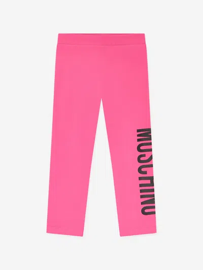 Moschino Kids' Logo印花打底裤 In Pink