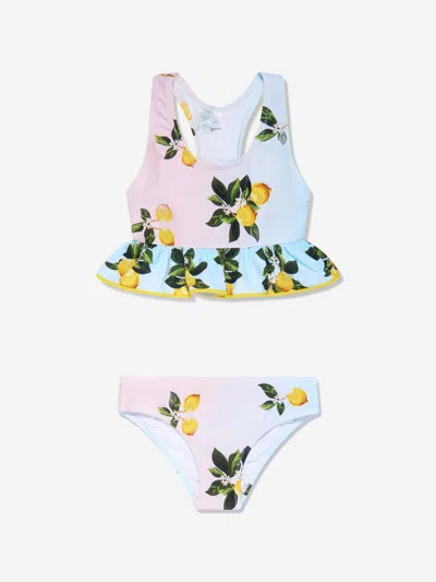 Nessi Byrd Babies' Girls Ira Lemon Print Bikini In Multicoloured