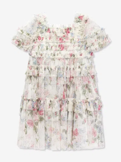 Needle & Thread Kids' Floral Wonder Ruffled Dress In Multicoloured