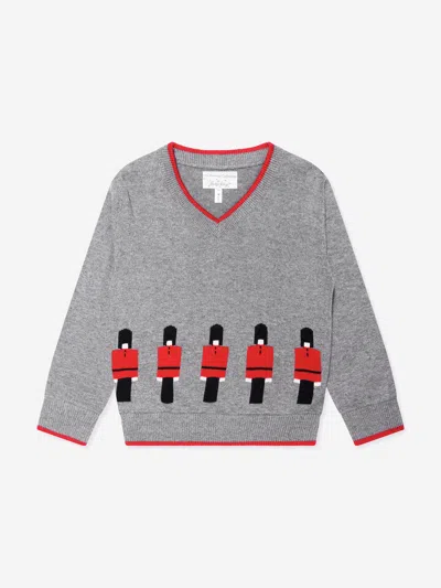 Rachel Riley Babies' Boys Soldier V-neck Sweater In Grey