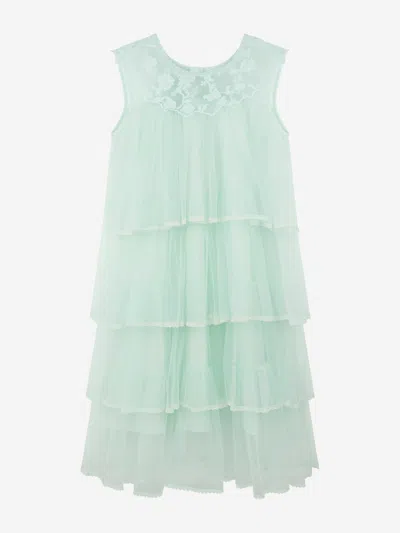 Iame Kids' Tiered Tulle Dress In Green