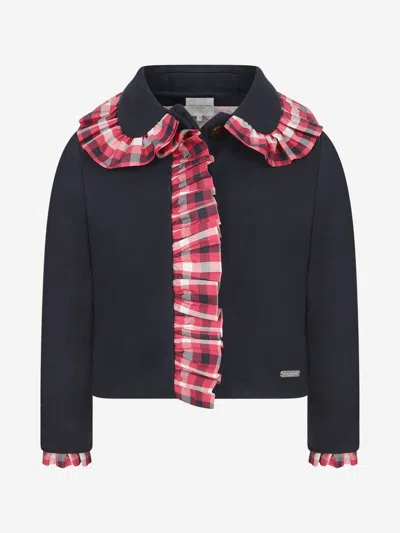 Jessie And James Kids' & Red Check Frilly Jacket 10 Yrs Blue