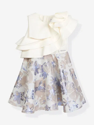 Jessie And James Kids' Ruffled Floral-print Dress In Blue