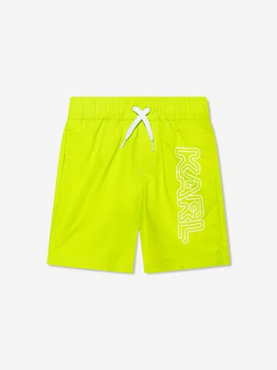 Karl Lagerfeld Kids' Boys Logo Swim Shorts In Green