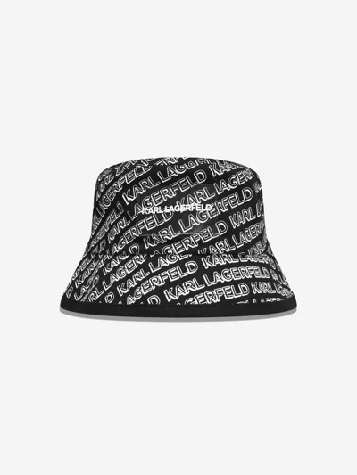 Karl Lagerfeld Kids' Boys Logo Bucket Hat In Black