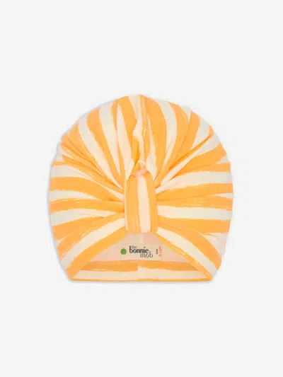 The Bonnie Mob Baby Girls Striped Cuttle Turban In Orange