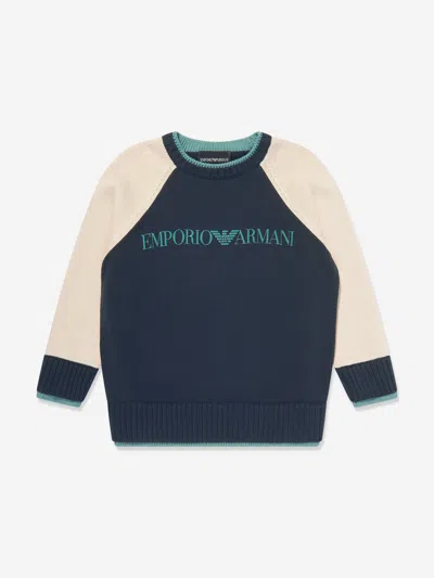 Emporio Armani Kids' Boys Logo Jumper In Blue