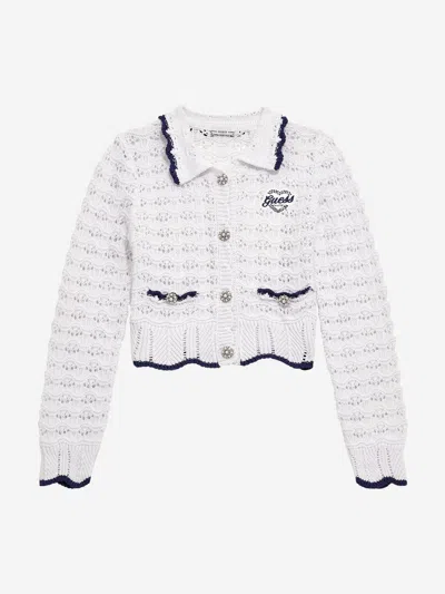 Guess Kids' Girls Knitted Cardigan In White