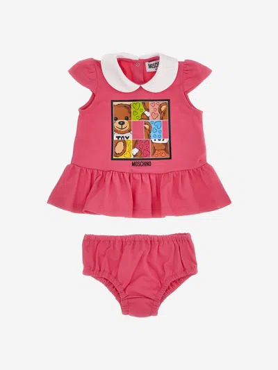 Moschino Baby Girls Dress And Knickers Gift Set In Pink