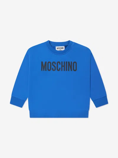 Moschino Babies' Logo印花棉卫衣 In Blue