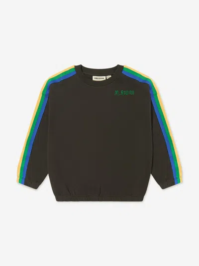 Mini Rodini Babies' Black Cotton Rainbow Stripe Sweatshirt