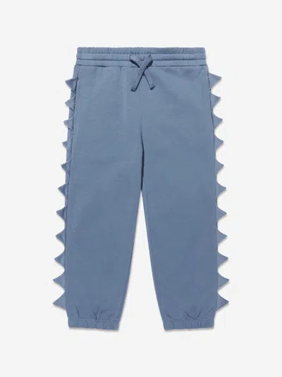 Stella Mccartney Kids' Dinosaur-spike Appliqué Cotton Track Pants In Blue