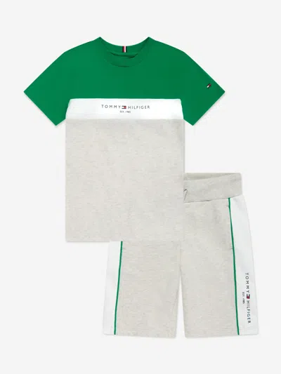 Tommy Hilfiger Kids' Boys Essential Colourblock Shorts Set In Green