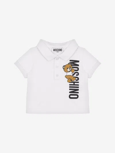 Moschino Baby Boys Teddy Logo Polo Shirt In White