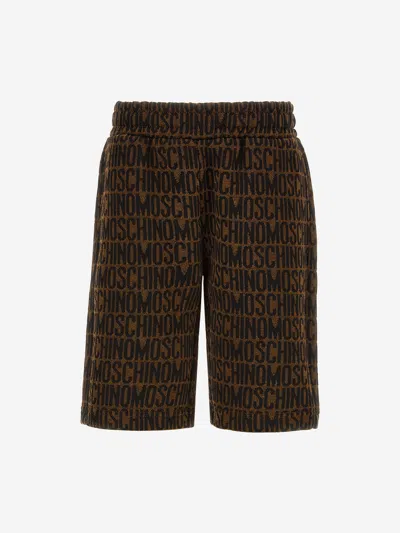 Moschino Kids' Boys All Over Logo Shorts In Brown