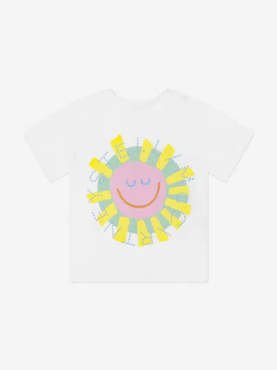 Stella Mccartney White T-shirt For Baby Girl With Multicolor Sun Print