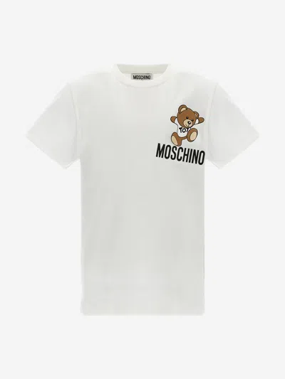 Moschino Babies' Kids Teddy Logo T-shirt In White