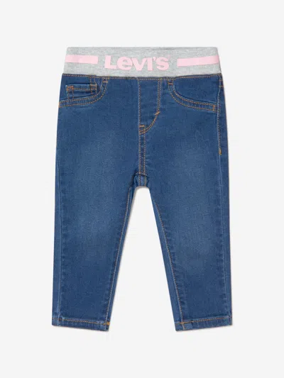 Levi's Wear Baby Girls Cotton Denim Pull On Jeans 9 Mths Pink
