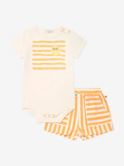 The Bonnie Mob Kids' Baby Boys Creek And Coley Striped Short Set In Orange
