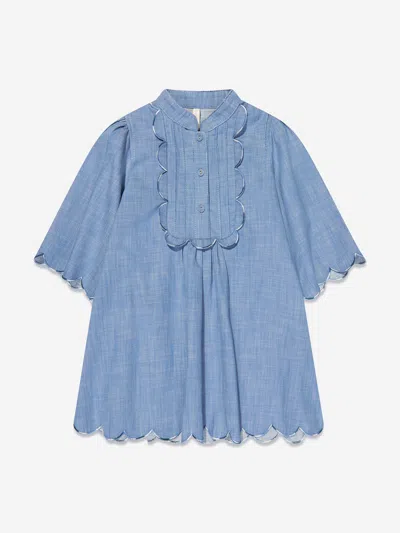 Zimmermann Kids' Blue Junie Scallop-trim Dress