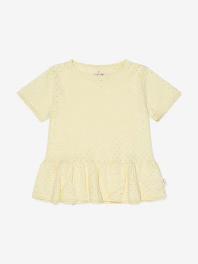 Konges Slojd Babies' Girls Organic Cotton Frilly T-shirt 9 Mths Yellow
