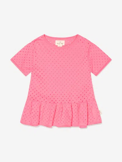 Konges Slojd Babies' Girls Organic Cotton Frilly T-shirt 12 Mths Pink