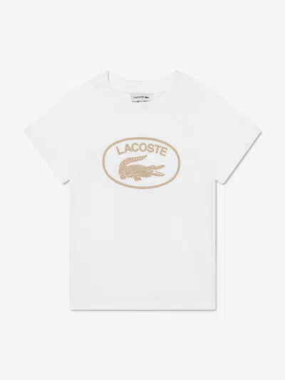 Lacoste Kids' Boys Large Croc T-shirt 10 Yrs White