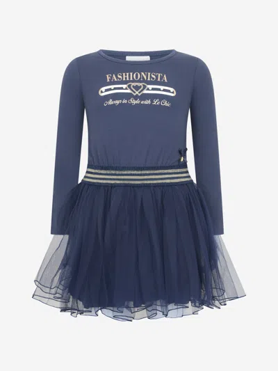 Le Chic By S & D Babies'  Girls Jersey & Tuldress 2 Yrs Blue