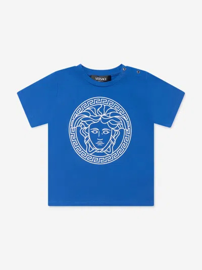 Versace Baby Medusa Greca Print T-shirt In Blue