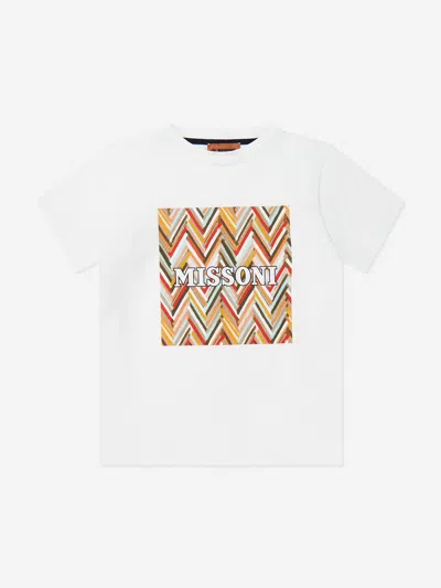 Missoni Kids' Boys Zigzag Logo T-shirt In White
