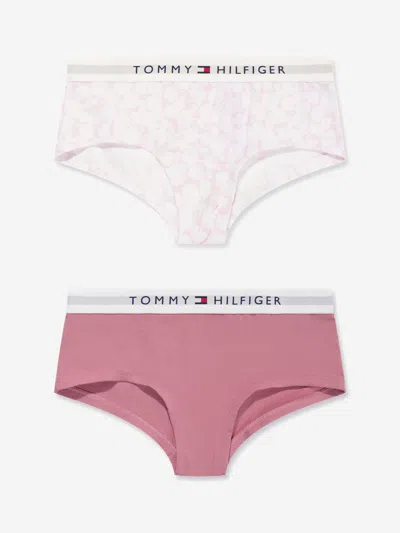 Tommy Hilfiger Kids' Girls 2 Pack Shorty Knickers Set In Pink