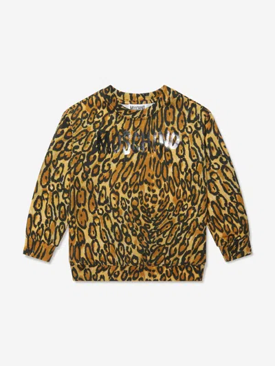 Moschino Kids' Boys Leopard Print Sweatshirt In Brown