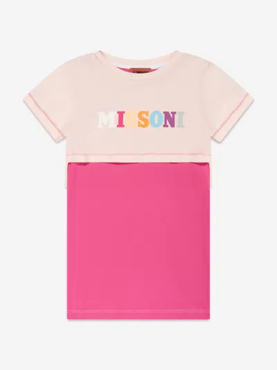 Missoni Kids' Girls Logo Jersey Dress In Pink