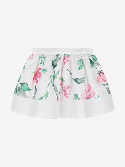 Mama Luma Kids' Girls Flower Print Skirt In White