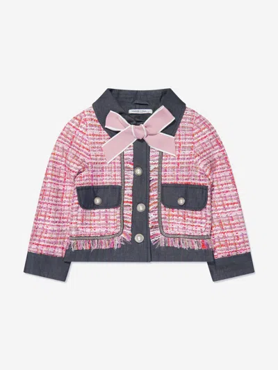 Mama Luma Babies' Girls Elegant Tweed Jacket In Pink