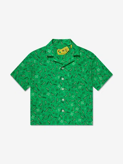 Off-white Kids' Boys Bandana Bowling Shirt In Green